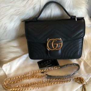 Double G black top handle purse